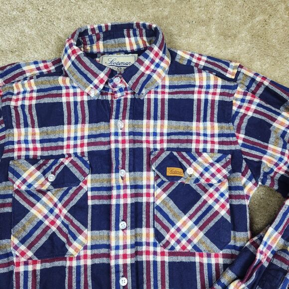 VTG Scotsman Co Flannel Shirt Mens Small Red White Blue Plaid Work USA A857 - Picture 1 of 10